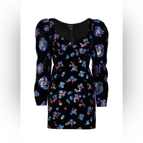 Sabina Musayev Sequin Embellished Velvet Puff Shoulder Dress size M - Picture 3 of 11